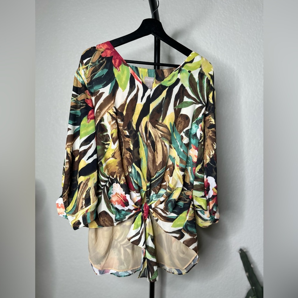 Chico's Multicolor Tropical Print Blouse